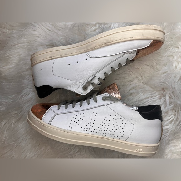 P448 Men's Metallic Rose and White Athletic Shoes - Picture 4 of 8